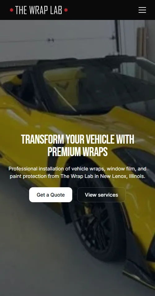 The Wrap Lab website on mobile